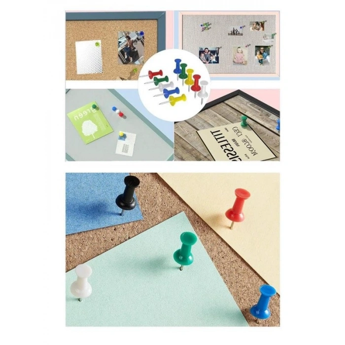 Renkli Harita Çivisi - 100lü Paket, Pano İğnesi