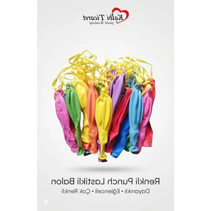 Renkli İpli Balon Seti - 25li Lastikli Zıpzıp Balon