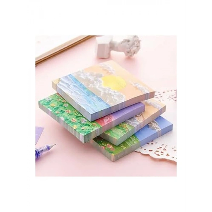 Renkli Not Seti - Pembe Manzaralı Temalı Yapışkan Notlar