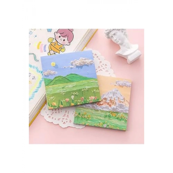 Renkli Not Seti - Pembe Manzaralı Temalı Yapışkan Notlar