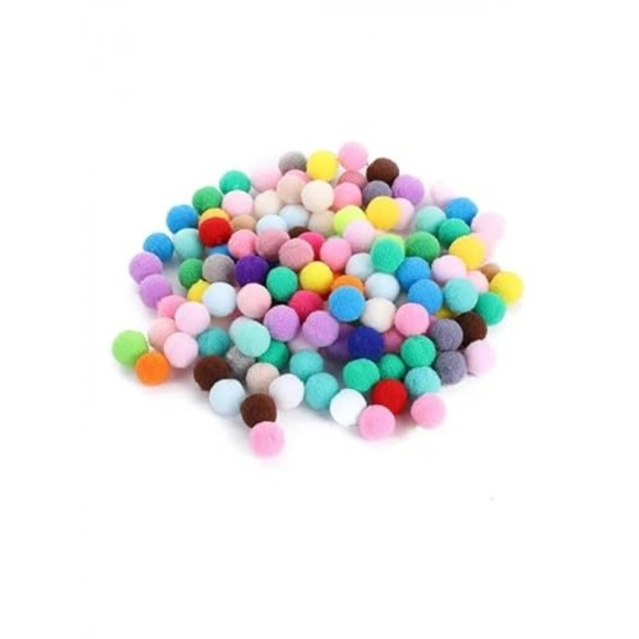 Renkli Ponponlu Kedi Oyun Topu, 5 cm, 4lü Set