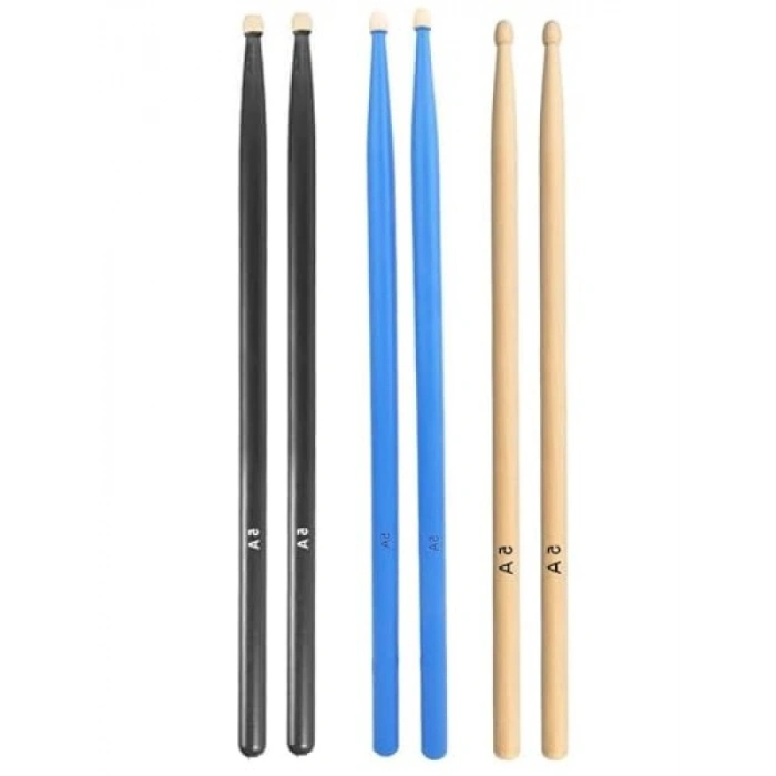 Renkli Pürüzsüz Yüzeyli 3 Çift Davul Bageti