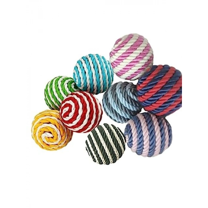 Renkli Sesli İpli Kedi Topu Seti - 2 Adet
