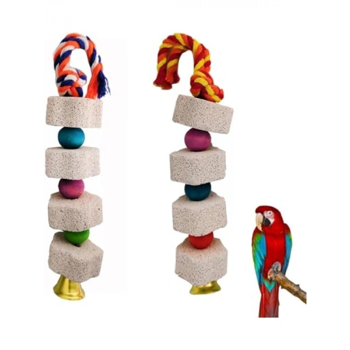 Renkli Sevimli Papağan Çiğneme Oyuncakları - Gaga Taşlı ve Eğlenceli