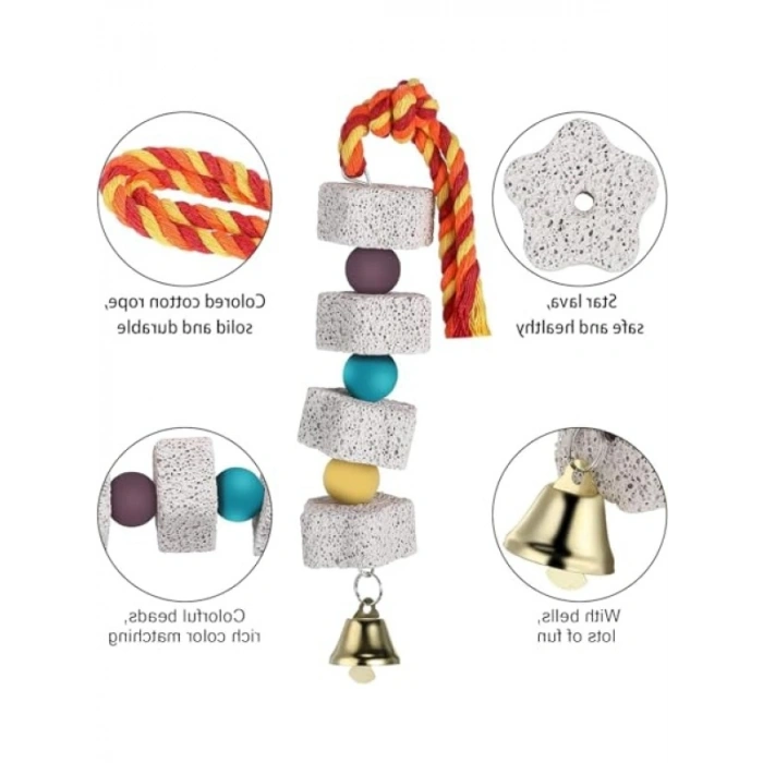 Renkli Sevimli Papağan Çiğneme Oyuncakları - Gaga Taşlı ve Eğlenceli