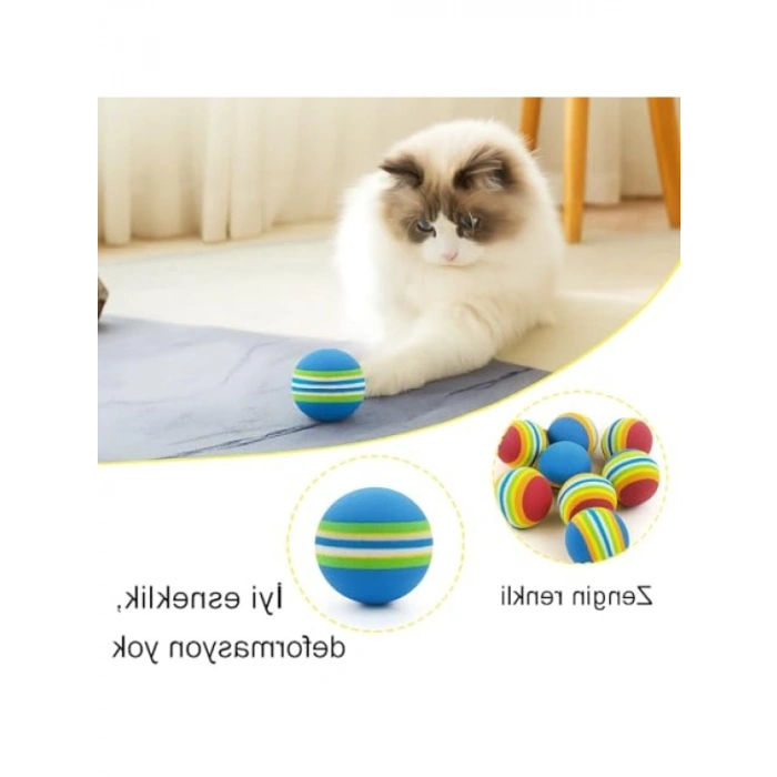 Renkli Sünger Kedi Oyun Topu - 4lü Set