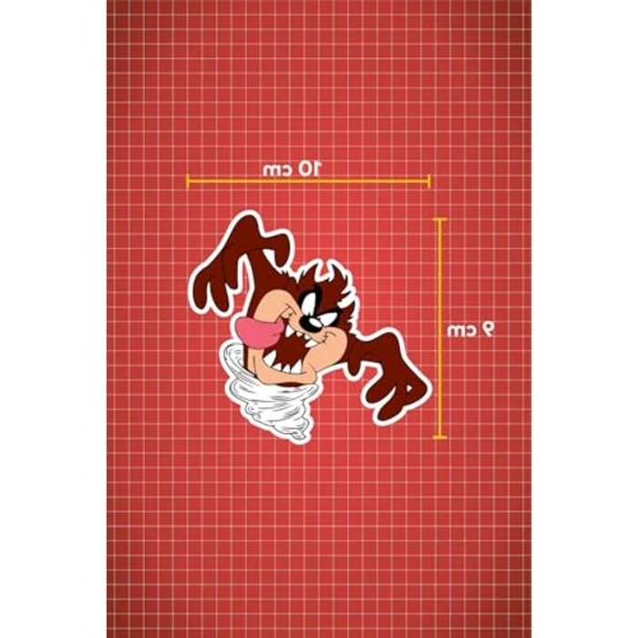 Renkli Tazmanya Canavarı Sticker, 10x9 cm