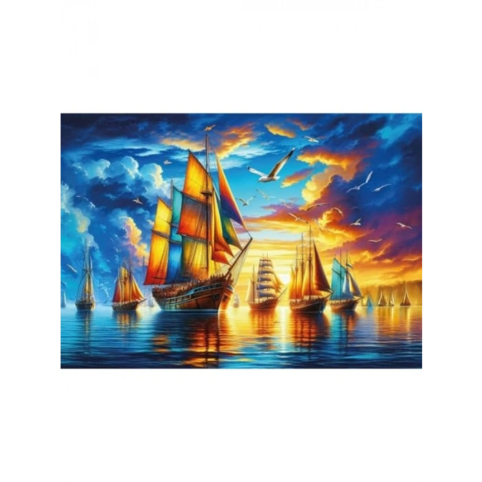 Renkli Yelken Limanı Puzzle, 500 Parça Eğlenceli Aktivite