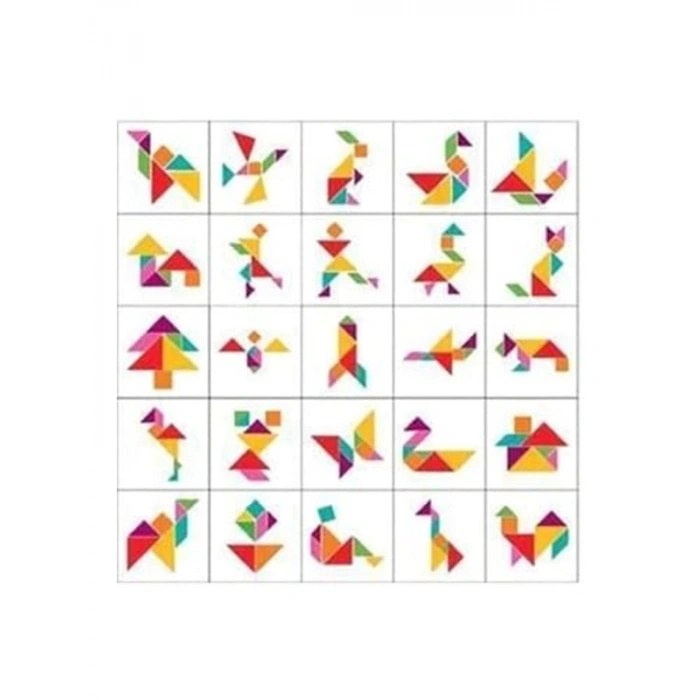 Renkli Zeka Oyunu ile Eğlenceli Tangram Seti (7 Parça)