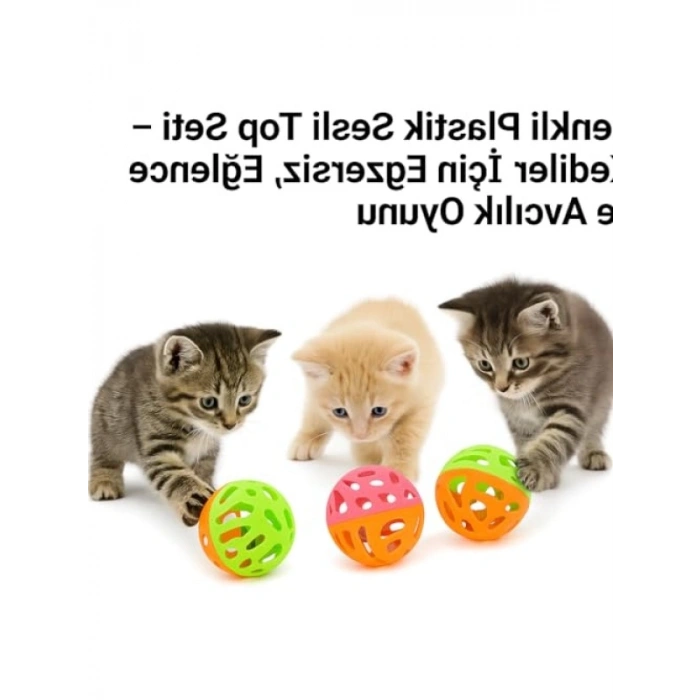 Renkli Zilli Kedi Oyuncak Topu - 4lü Set