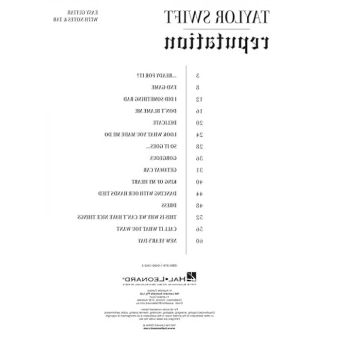 Reputation, Taylor Swift, Kağıt Kapak