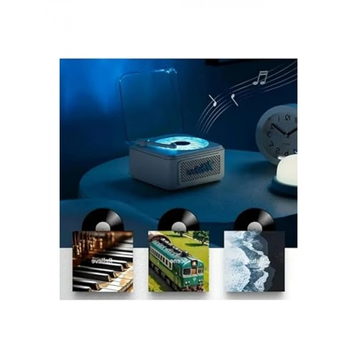 Retro Bluetooth Hoparlör, Mini Plak Görünümü ile 3D Ses