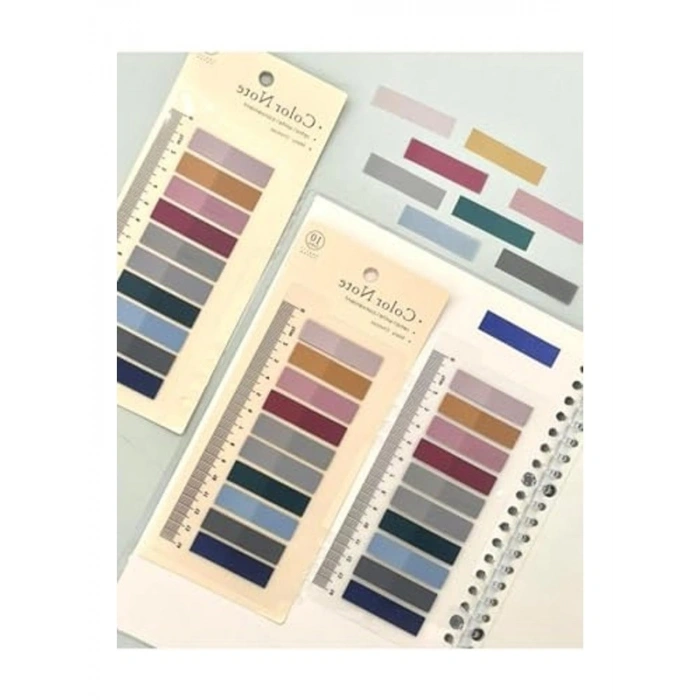 Retro Koyu Tonlar Şeffaf Pet İndeks Sticker, 10 Renkli Set