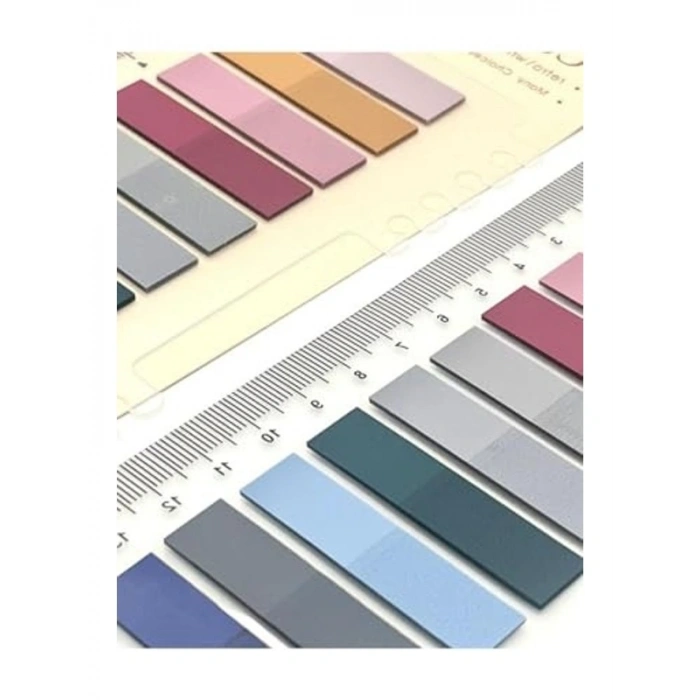 Retro Koyu Tonlar Şeffaf Pet İndeks Sticker, 10 Renkli Set