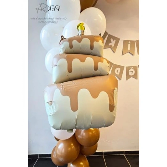 Retro Pasta Balon, 3 Katlı Mumlu Tasarım