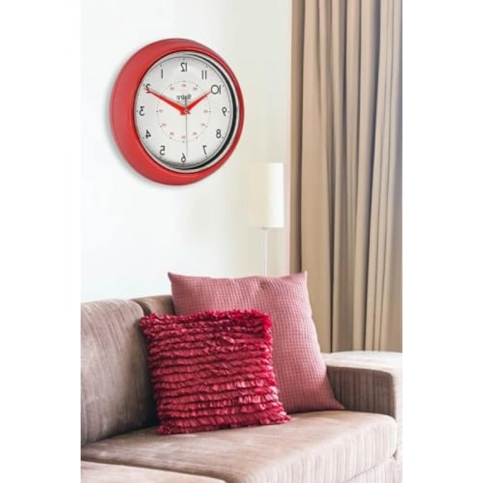 Retro Tasarım Metal Kadranlı Ev ve Ofis Saati, Bombeli Cam, 25 cm