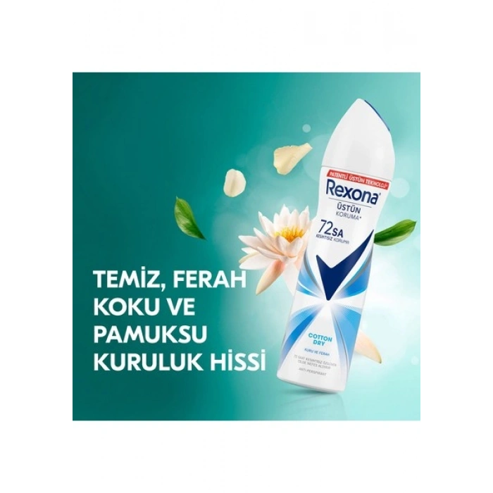 Rexona Kadın Sprey Deodorant Cotton Dry 72 Saat Kesintisiz Üstün Koruma 150 ml