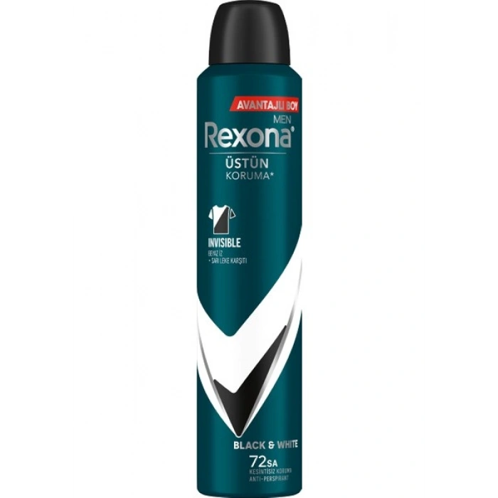 Rexona Men Erkek Sprey Deodorant Invisible Black & White 72 Saat Kesintisiz Üstün Koruma 200 ml