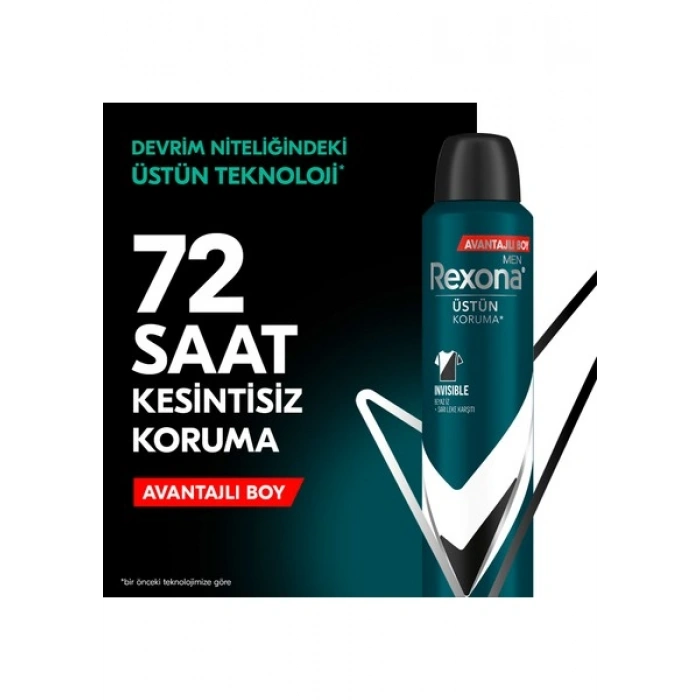 Rexona Men Erkek Sprey Deodorant Invisible Black & White 72 Saat Kesintisiz Üstün Koruma 200 ml