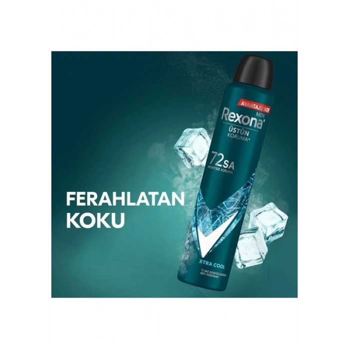 Rexona Men Erkek Sprey Deodorant Xtra Cool 72 Saat Kesintisiz Üstün Koruma 200 ml