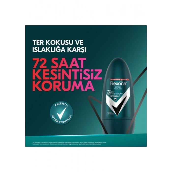 Rexona Üstün Koruma Erkek Roll On Deodorant Invisible 72 Saat Kesintisiz Koruma 50 ml