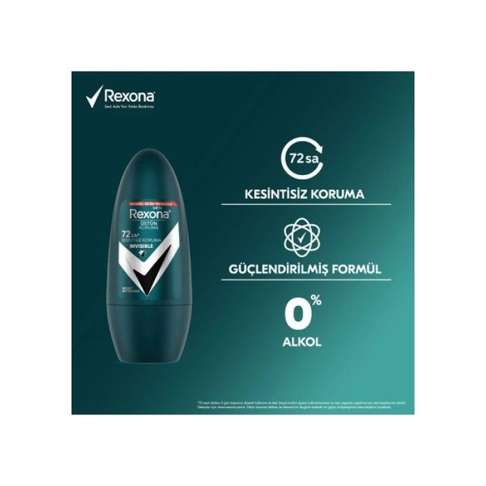 Rexona Üstün Koruma Erkek Roll On Deodorant Invisible 72 Saat Kesintisiz Koruma 50 ml
