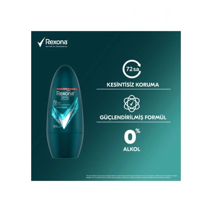 Rexona Üstün Koruma Erkek Roll On Deodorant Xtra Cool 72 Saat Kesintisiz Koruma 50 ml