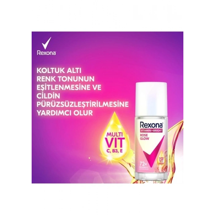 Rexona Vitamin + Bright Kadın Roll On Deodorant Rose Glow 45 ml