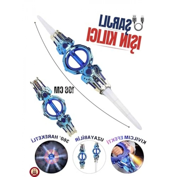 RGB Işıklı Kılıç, 360° Dönen Ses Efektli Kılıç Oyuncak