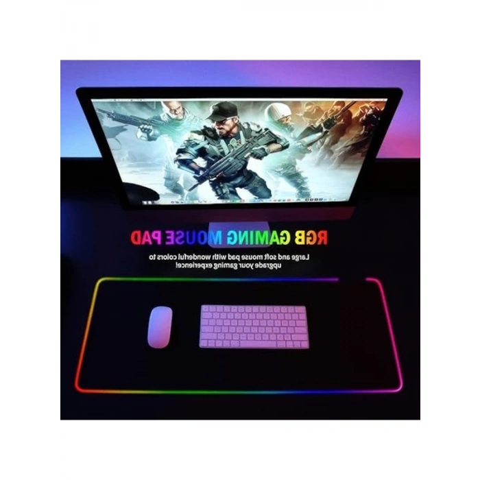 RGB Işıklı XXL Oyun Mouse Pad, 80x30 cm, 13 Mod