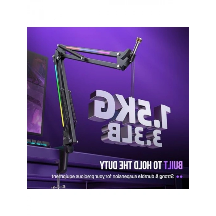 RGB Kontrollü Metal Mikrofon Boom Kolu, Ayarlanabilir