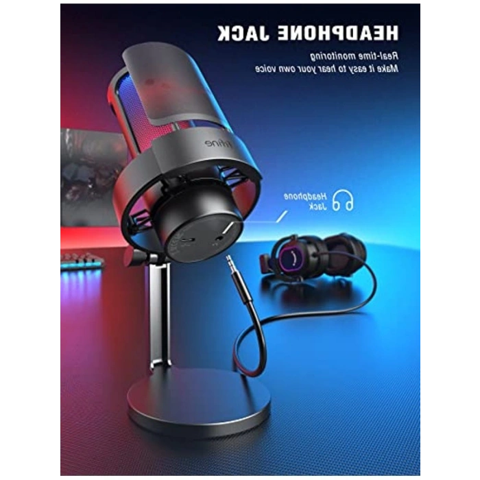RGB Kontrollü USB Mikrofon, Oyun ve Yayın İçin Uygun Tasarım