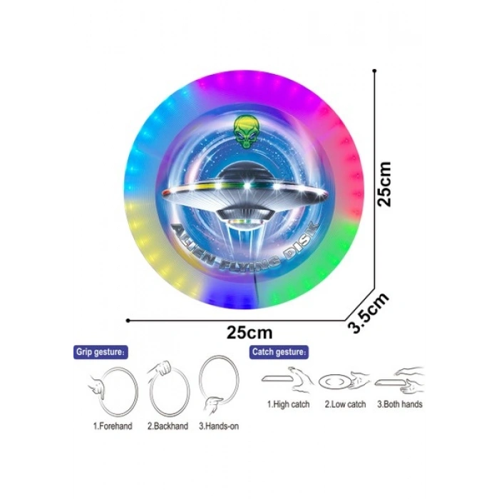 Rgb LED Işıklı Şarjlı Karanlıkta Parlayan Uçan Disk Frizbi