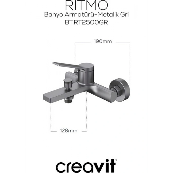 Ritmo Metalik Gri Batarya Seti 3’lü Banyo-Lavabo-Evye