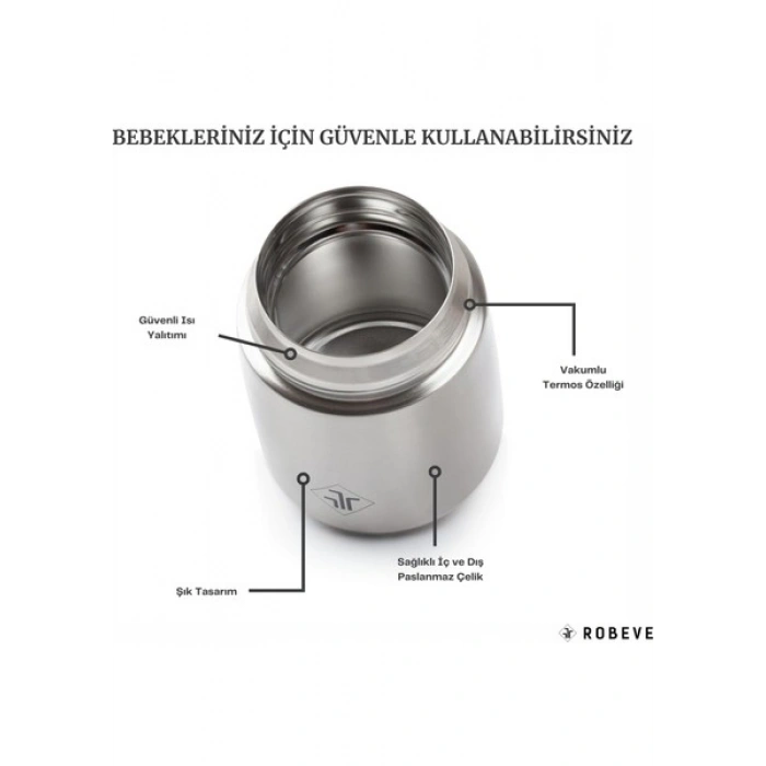 Robeve 450ML Bebek Mama Saklama Termosu Vakumlu Çift Taraflı Termos