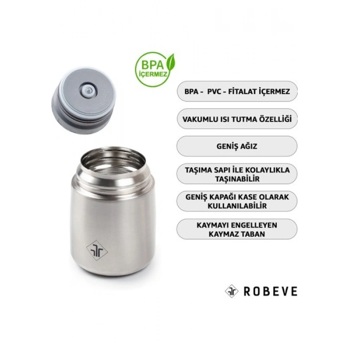 Robeve 450ML Bebek Mama Saklama Termosu Vakumlu Çift Taraflı Termos