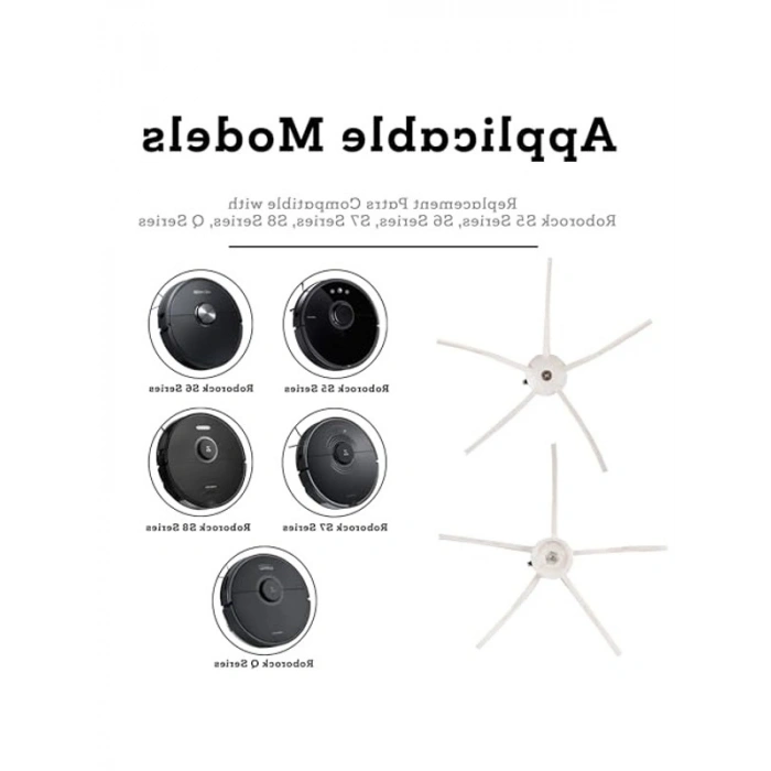 Roborock Uyumlu Beyaz Yan Fırça Seti, 2 Adet ile Temizlik Aracı