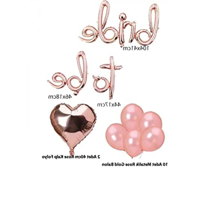 Rose Gold Folyo Balon Seti: 10 Adet, 16 inç Kalp Balonlar