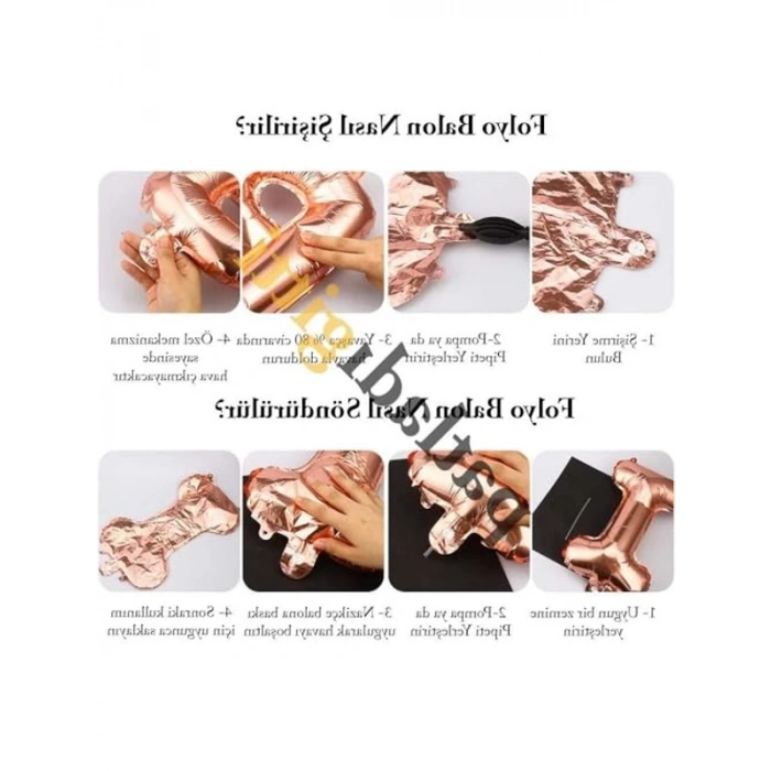 Rose Gold Renkli 34 inç Folyo Rakam Balon Seti, 2 Adet