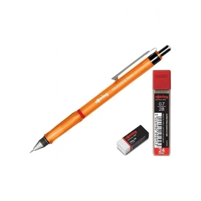 Rotring Visuclick (Min + Silgi + Versatil Kalem) Okul Seti 07Mm Şeffaf Turuncu