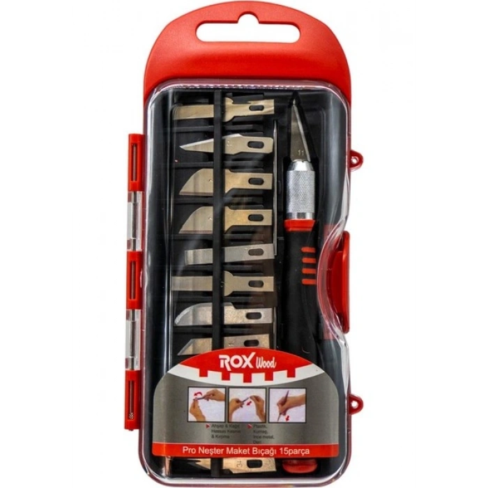 Rox Wood 0180 Ahşap ve Maket Hobi Bıçak Seti 15 Parça