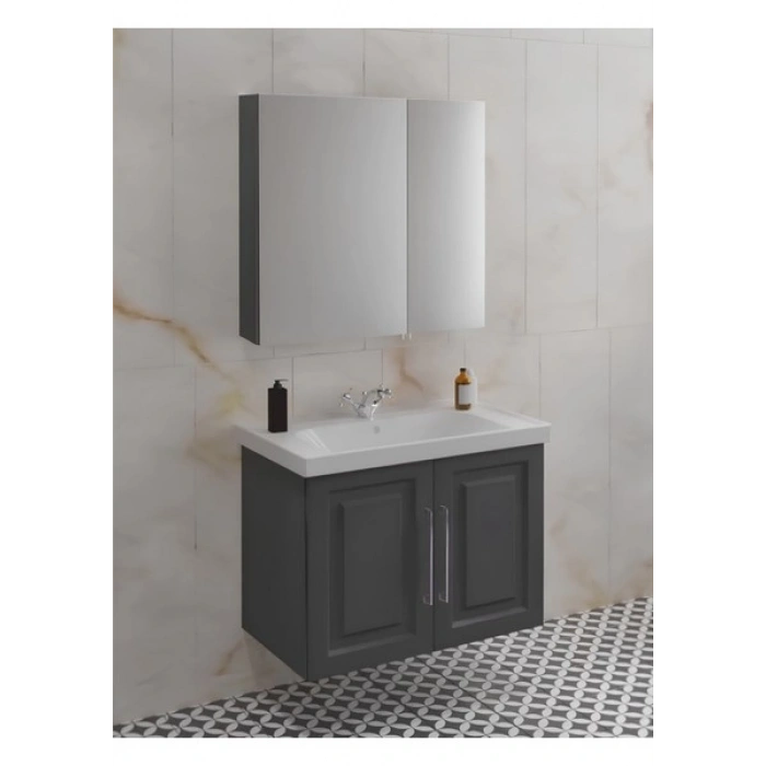 Royal 65 cm Banyo Dolabı Takımı Antrasit Gri