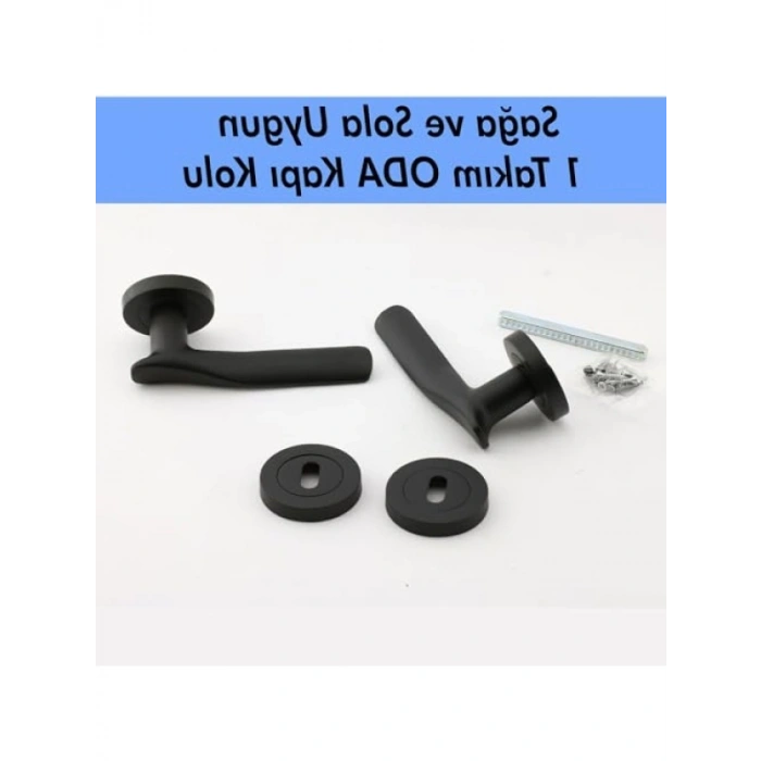 Royal Mat Siyah Sürgülü Kapı Kolu - Daire Rozetli