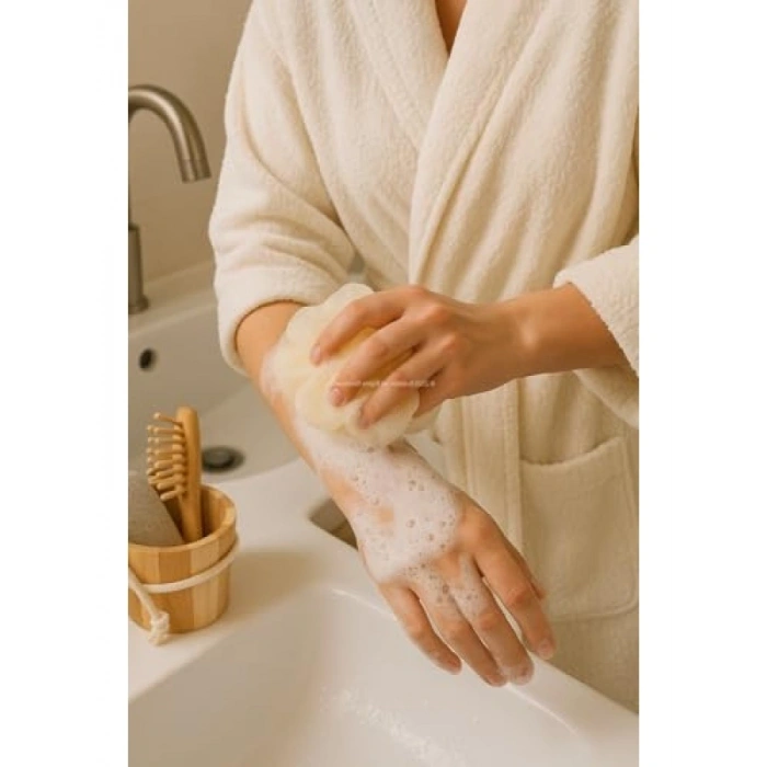 Rustik Ahşap Kovada Spa Bakım Seti - Doğal Lif ve Masaj Araçları