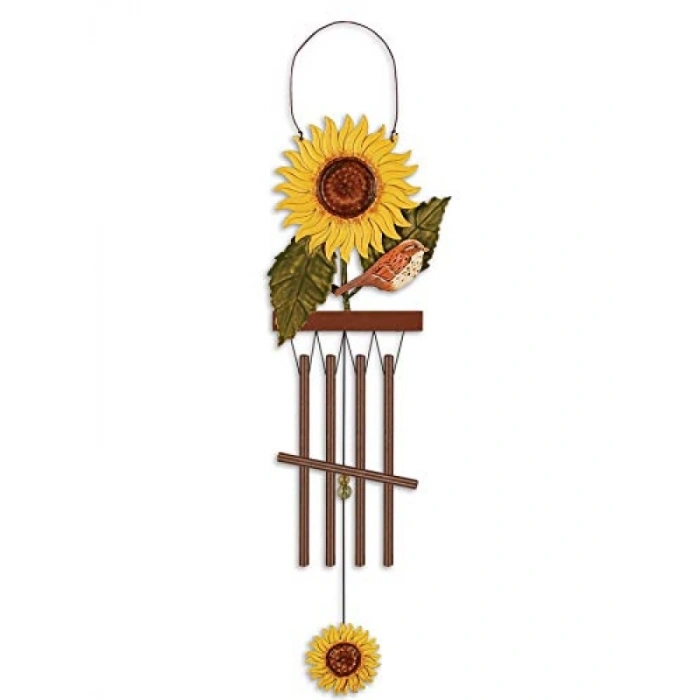 Rüzgar Çanı, Kuş Tüyü Ayçiçeği Tasarımı, 38 cm