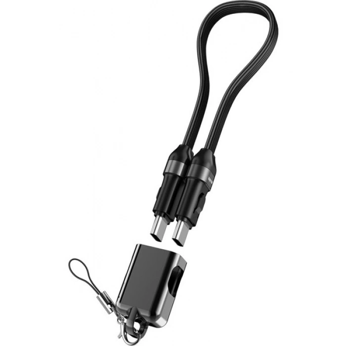 S-Link Armor Cc-020 60W 20 Cm Type-C To Type-C Örgülü Metal Başlıklı Siyah Şarj Kablosu