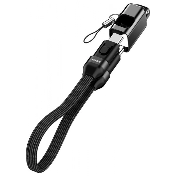 S-Link Armor Cc-020 60W 20 Cm Type-C To Type-C Örgülü Metal Başlıklı Siyah Şarj Kablosu
