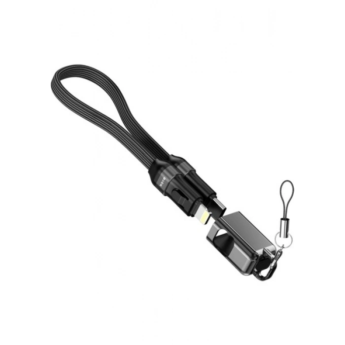 S-link Armor CL-020 30W 20 cm Type-C to Lightning PD Örgülü Metal Başlıklı Siyah Hızlı Şarj Kablosu