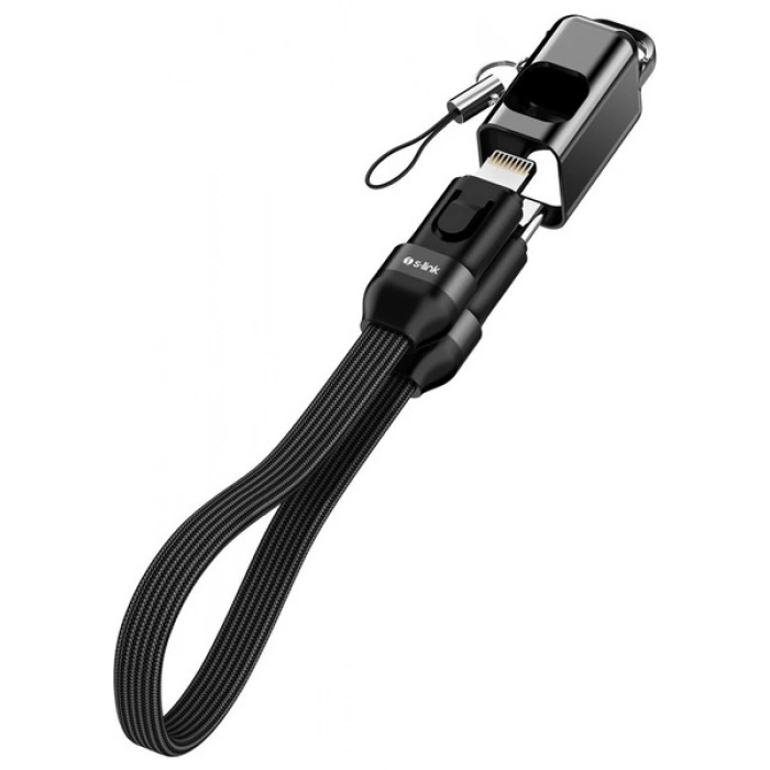 S-link Armor CL-020 30W 20 cm Type-C to Lightning PD Örgülü Metal Başlıklı Siyah Hızlı Şarj Kablosu