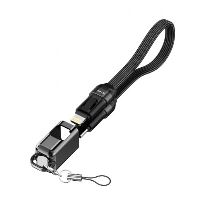 S-link Armor CL-020 30W 20 cm Type-C to Lightning PD Örgülü Metal Başlıklı Siyah Hızlı Şarj Kablosu
